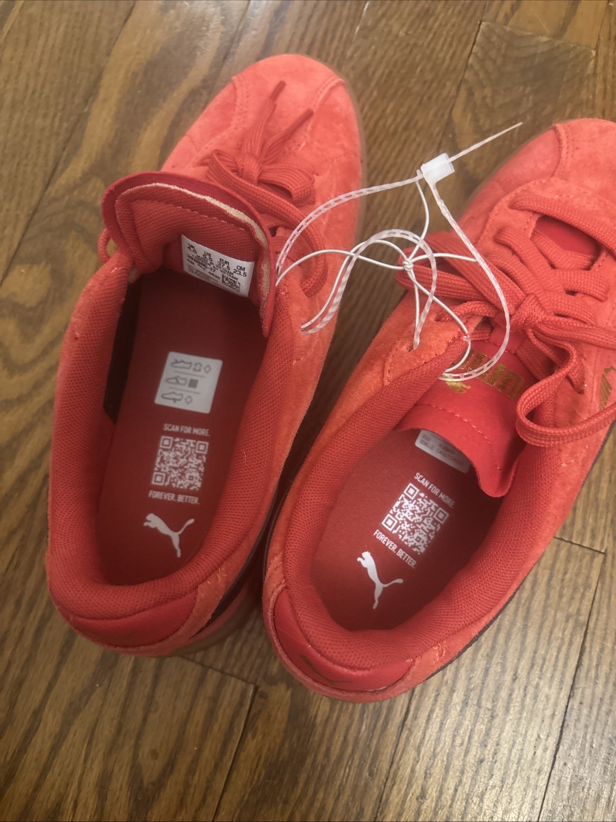 Puma Suede Youth Red Black Sneakers Tennis Shoes Size 5.5 Women’s 7.5 New thumbnail 6