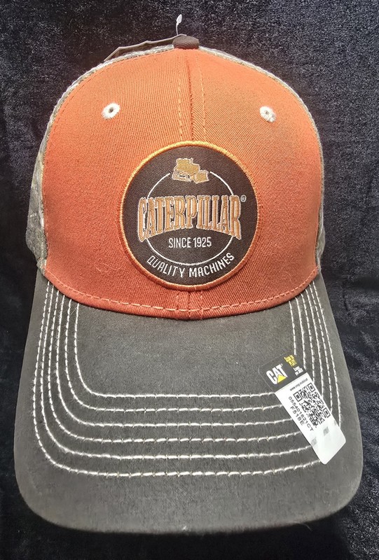 CAT Caterpillar Equipment Orange & Gray Camouflage Trucker Hat W/ Tags 