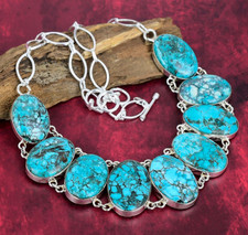 Collar de joyería de plata de ley 925 hecho a mano con piedras preciosas turquesa azul regalo de esposa