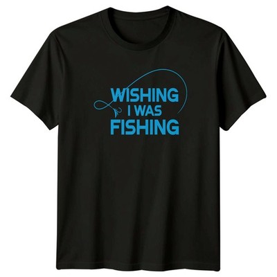 Wishing I Was Fishing T-Shirt Hobby Angeln Geburtstag Geschenk für Sie und Ihn