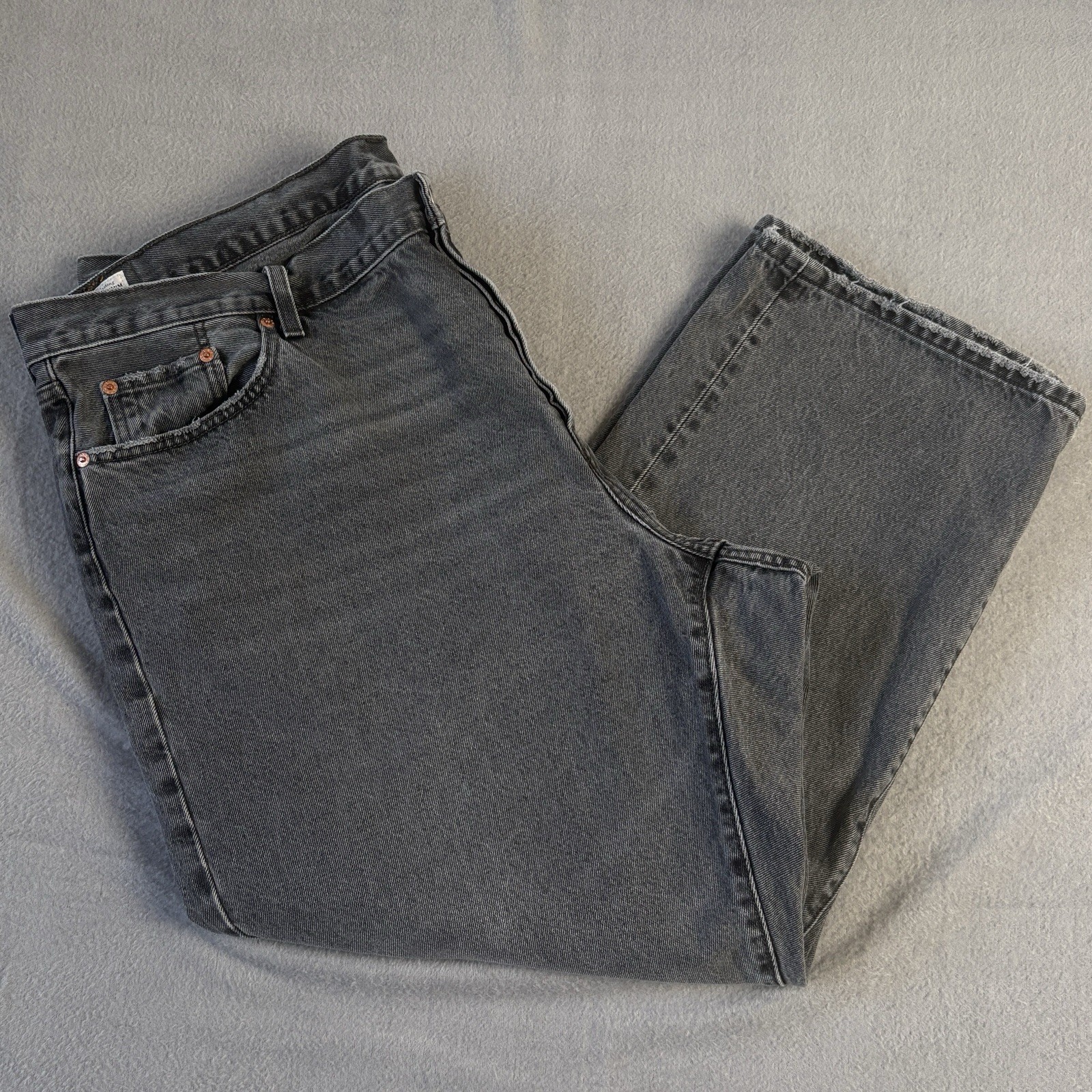 Levi’s Premium 501 Women Jeans 22W (Plus) Gray Black Button Fly Straight Leg