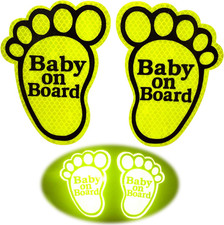 KE-KE 2PCS High Intensity Reflective Safety Sign Baby on Board in Car Feet Decal