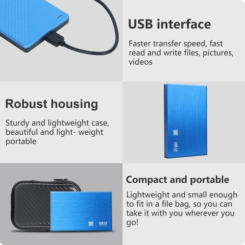 1TB USB3.0 Portable External HDD High-Speed Compact Hard Drive for Win Mac PC - Afbeelding 2 van 23