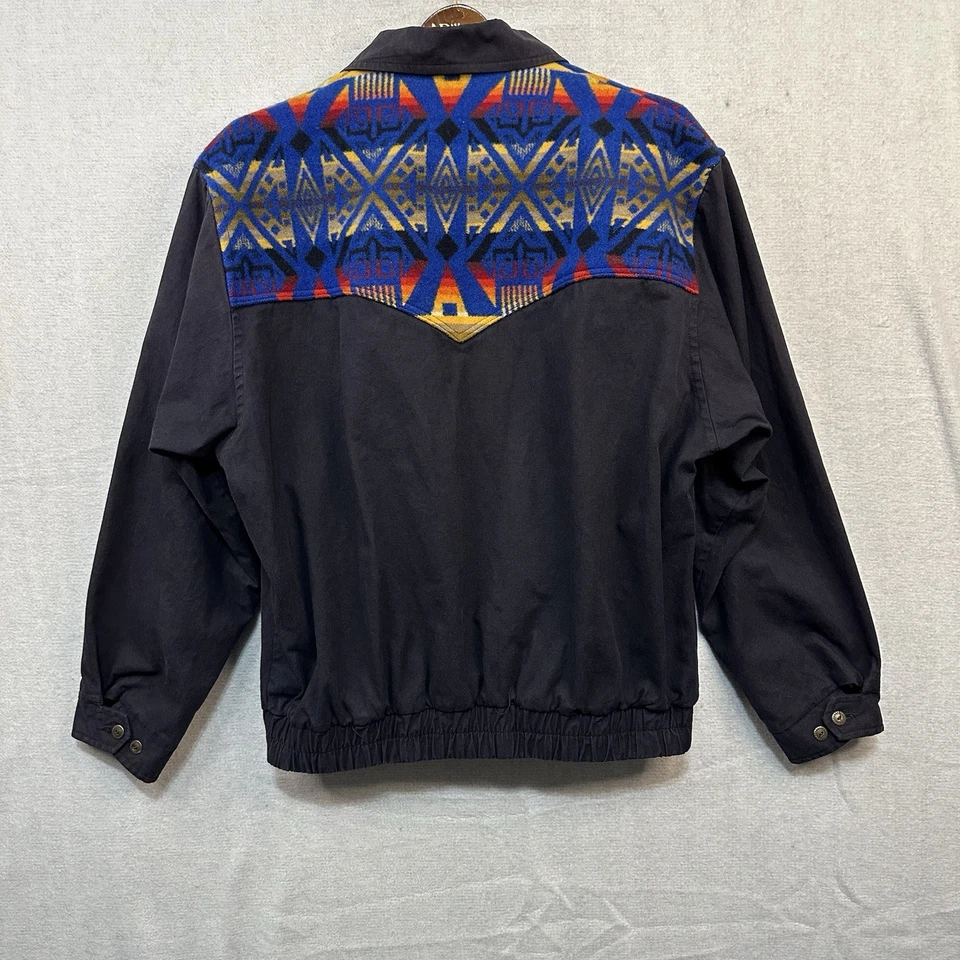 Vtg Pendleton High Grade Western Wear Large Wool Black Jacket Aztec Southwest - Image 2 of 4