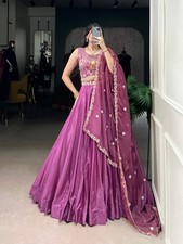 Latest New Silk Crepe Pink Lehenga Choli With Dupatta For Indian Reception