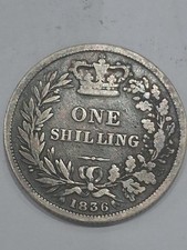 1836 William IIII I Shilling Coin 925 Sterling Silver British Coin