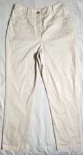 St John Sport by Marie Gray Size 2 Pants Straight Leg Off White Cotton Spandex