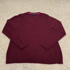 Charter Club Cashmere Sweater Womens XL Burgundy V Neck 100% Cashmere Knit