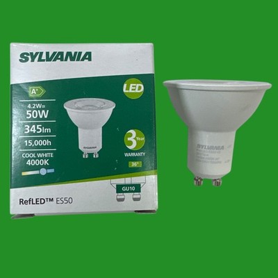 3x 4,2W (=50W) Sylvania LED GU10 Reflektor Spot Glühbirnen 4000K kaltweiß