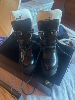 PUMA x Rihanna Fenty Black Platform Lace-Up Ankle Boots Women US 6 EU 38