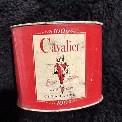 Antique Vintage Cavalier King Size 100 Cigarette Tobacco Tin Can R.J.  Reynolds
