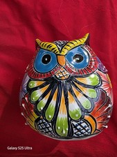 Fat Mexican Talavera Owl 6" tall Handpainted Colorful Folk Art NEW