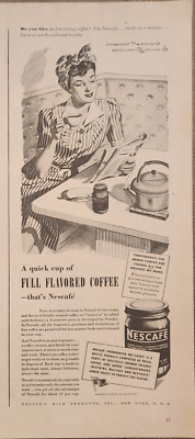 1944 Nescafe full flavored coffee Vintage Ad 14 x10 Do you like