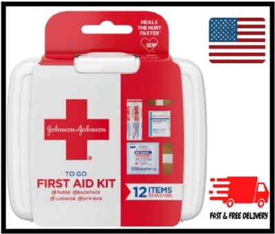 Johnson & Johnson First Aid To Go Portable Mini Travel Kit, 12 pieces