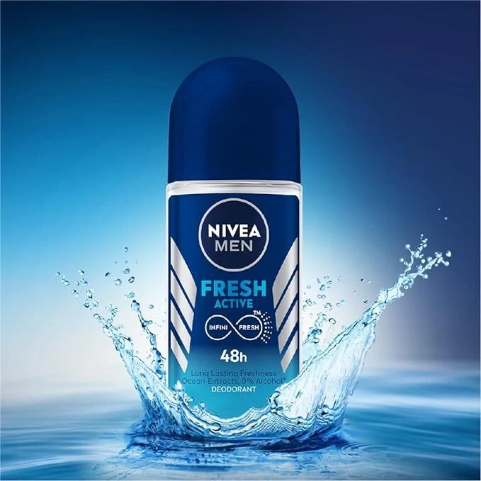 Nivea Desodorante Fresh Active Roll On para Hombre, Desodorante Roll On | Con Fresco 50m Foto 2 de 4
