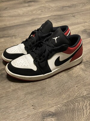 RARE Air Jordan Retro 1 Low Black Toe Gym Red White 553558-116