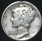 1940-P 10C Mercury Dime 90% Silver 21owc0430