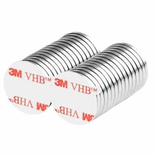 1/2 x 1/16 Inch Neodymium Craft Disc Magnets N48 with Adhesive (30 Pack)