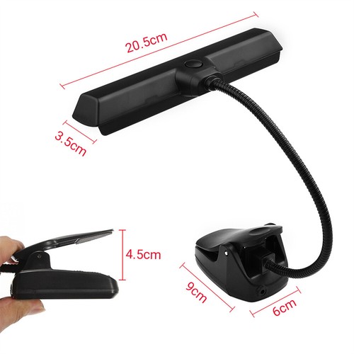 9 LED Flexible Clip-on Music Stand Reading Light Bed Table Desk Lamp Black - Picture 8 of 12