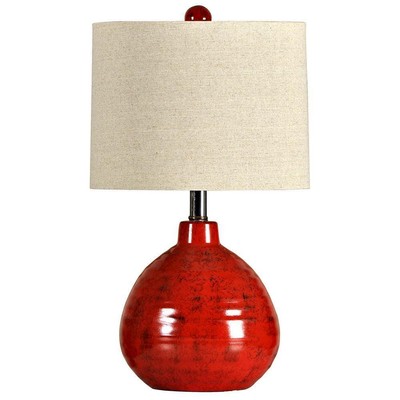 StyleCraft Table Lamp 21.5'' Incandescent Bedside 1-Light Plug-In Ceramic Red
