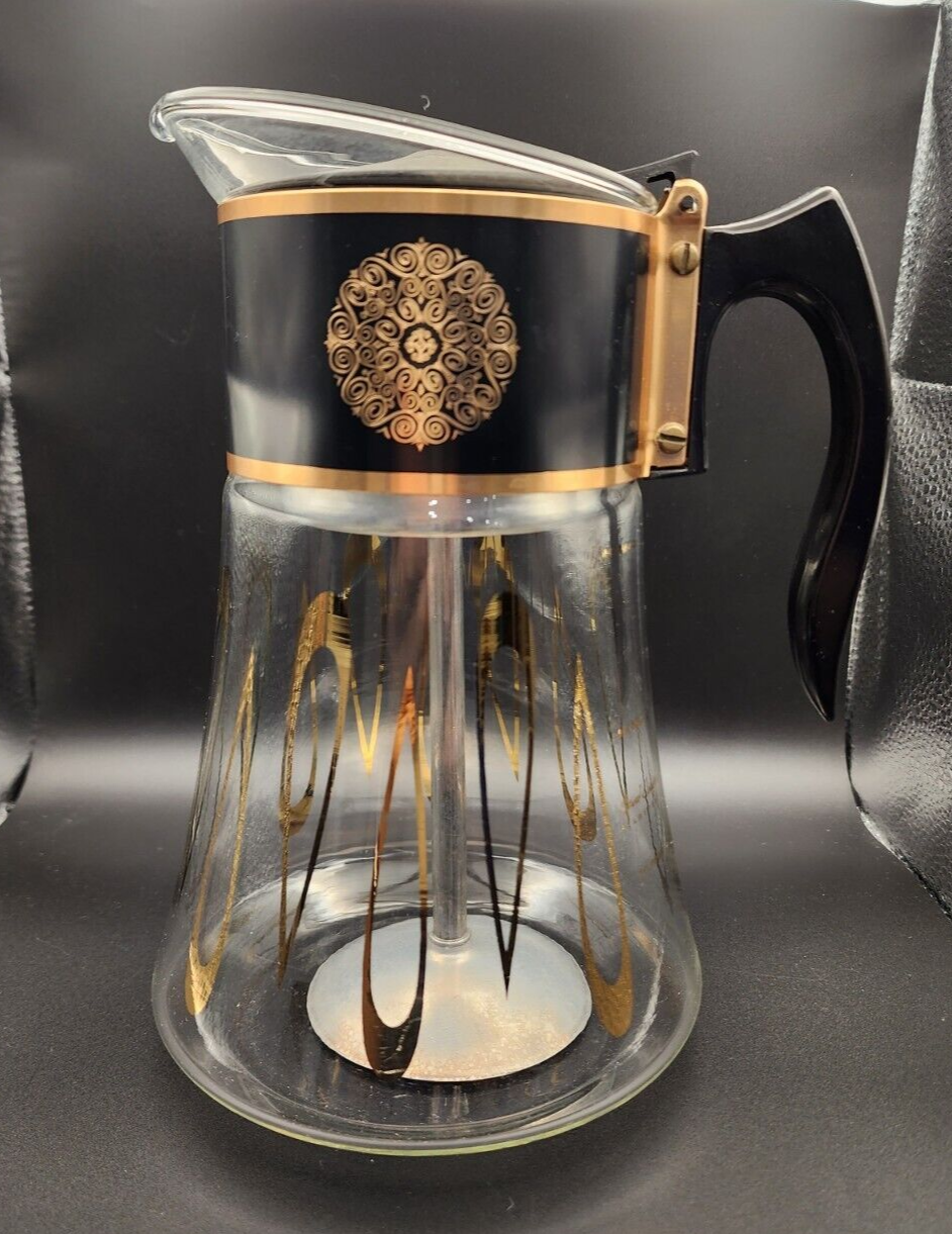 Atomic MCM David Douglas Coffee Pot Carafe Complete, Clear Gold Black 8