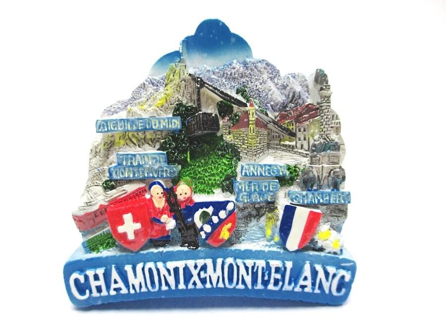 Chamonix Magnet Mont Blanc Poly Gloss Lacquer Souvenir France (790)