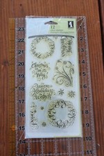 INKADINKADO WARM HOLIDAY WISHES 97734 Set 12 Wreath Clear Stamps L