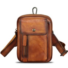 Genuine Leather Belt Bag Hip Bag for Men Women Cell Phone Pouch Side Belt Purses