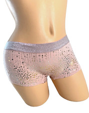 NWT VICTORIA'S SECRET SHORTIE PANTIES SPARKLY STARS UNDERWEAR LIGHT PINK MEDIUM