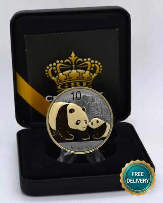 2011 1OZ Silber Silver Panda China 24kt Gold Black Empire gilded Ruthenium RARE