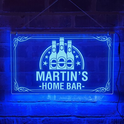 Led Ebay Sign Home Bar LED Neon Look Sign Personalised Light Up Illuminated Bar Man ...