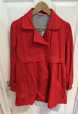 Jojo Maman Bebe Red Maternity Double Breasted Mac Coat Jacket Size Uk 8 Bnwt