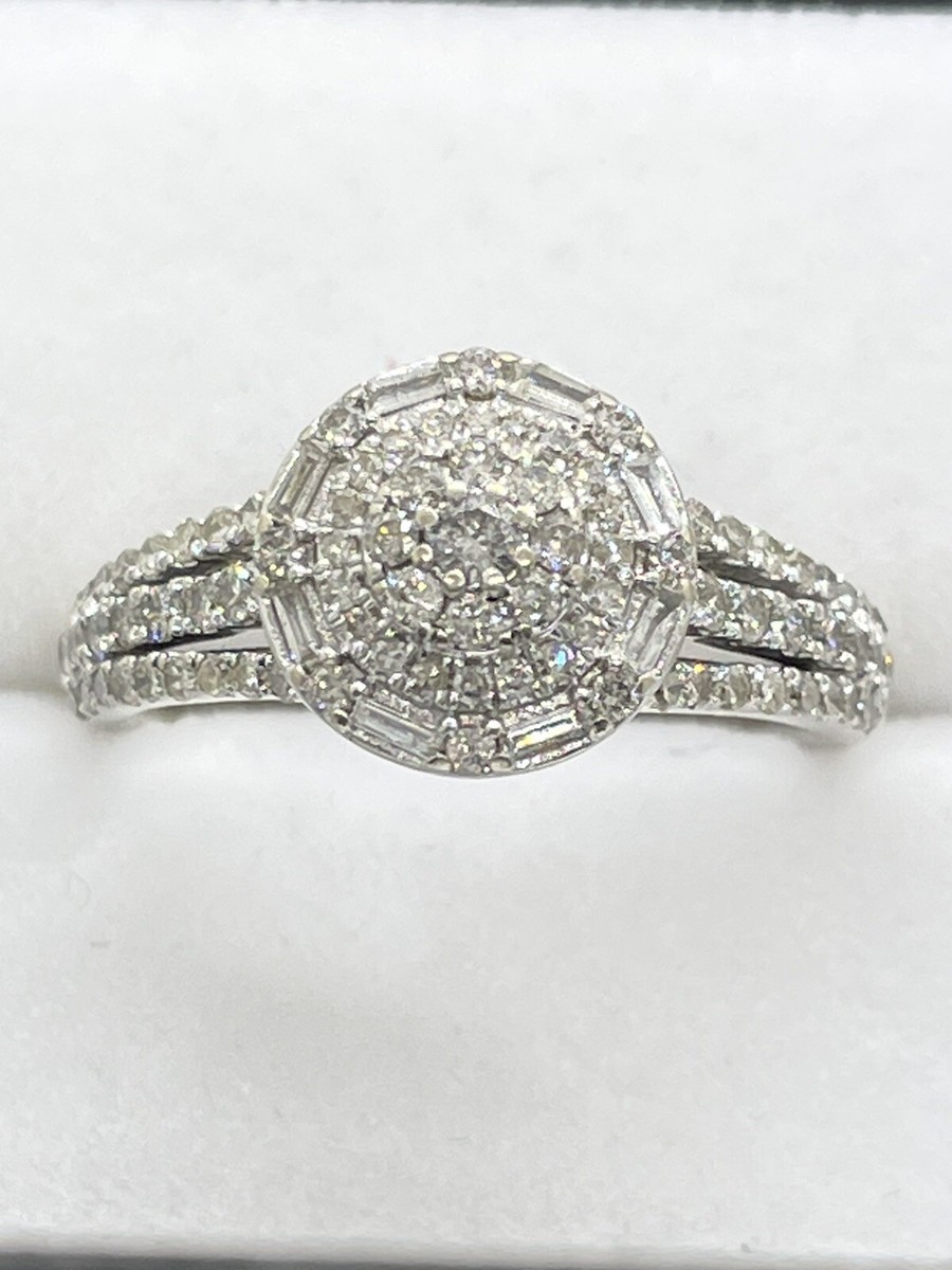 JST 10k White Gold Diamond Ring Size