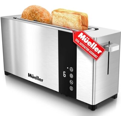 Mueller UltraToast Full Stainless Steel Toaster 2 Slice, Long Extra-Wide Slots w