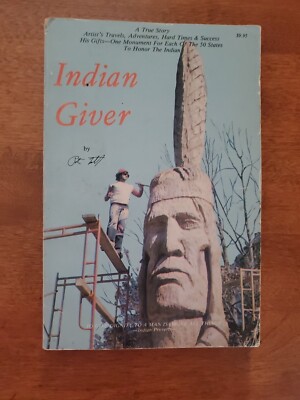 Indian Giver ~Signed~ by Peter Wolf Toth, Native American Wood Sculptures PB