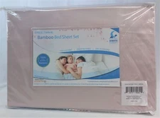 Hotel Sheets Direct Bamboo 3 PC Set Twin XL Flat, Fitted, Pillowcase Light Pink