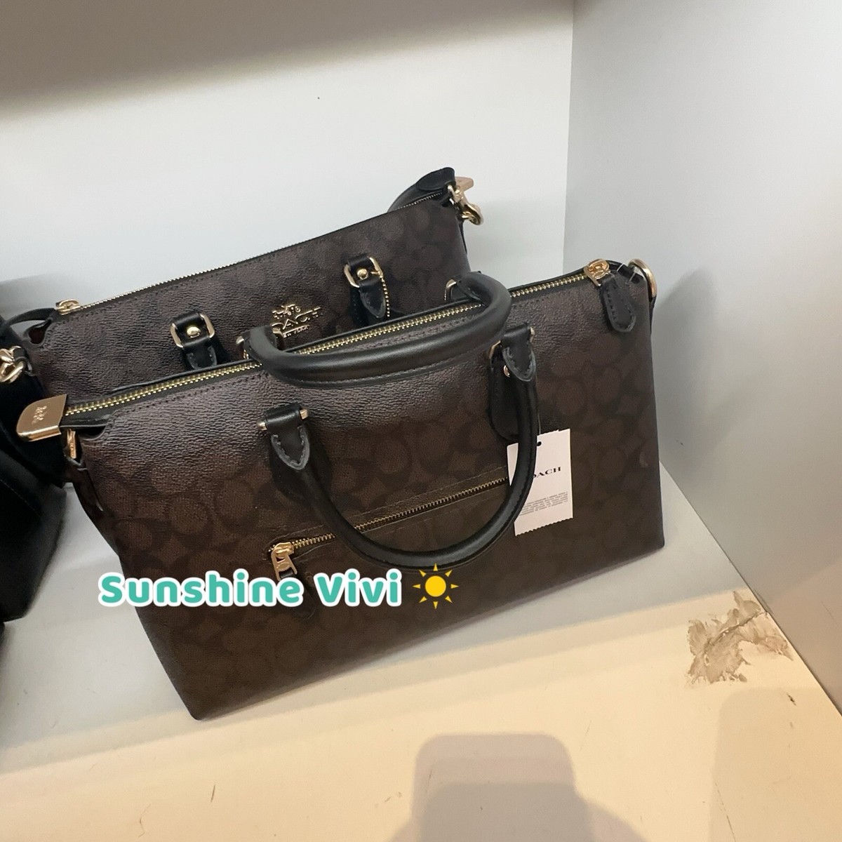 Coach CW422 Signature Coated Canvas Leather Crossbody Satchel