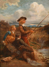 Drei angelnde Knaben, englischer Maler des 18.-19. Jhd