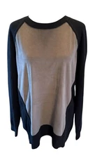 Derek Lam 10C 100% Cashmere Long Sleeve Black Sweater Gray Color Block Soft M