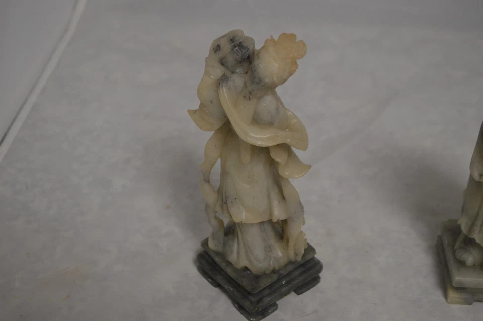 Chinese White Gray Soapstone Kwan Yin Guan Yin & White Gray SHOU LAO - Image 4 of 4
