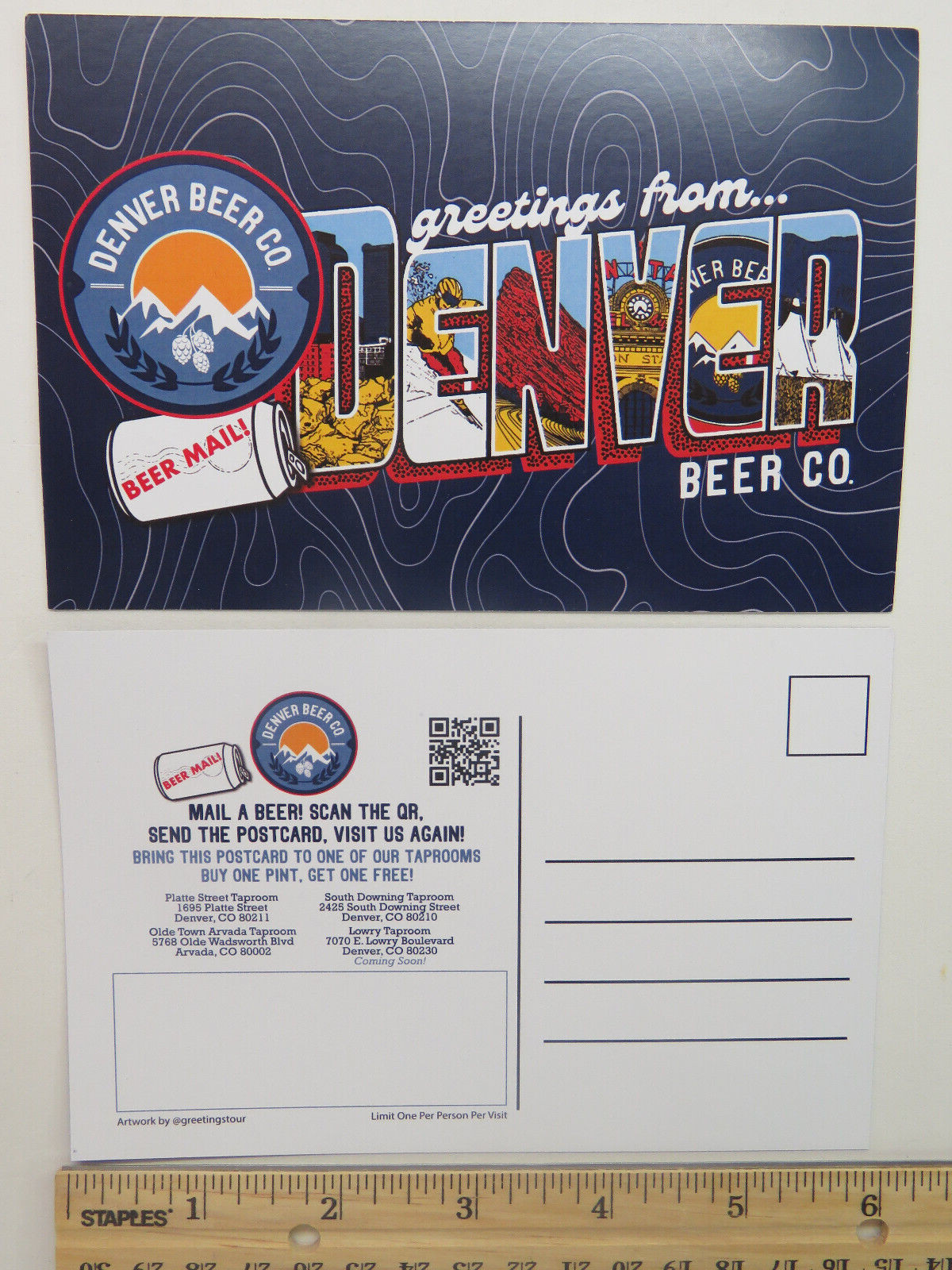 Beer POSTCARD ~ Greetings From DENVER BEER Co ~ Arvada & Denver, COLORADO