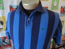 Vintage 90's BURBERRY'S Blue Striped burberry Polo Shirt Size M