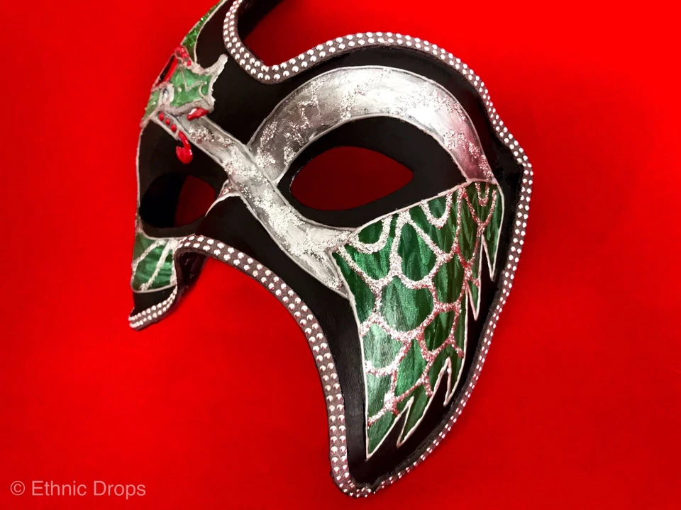 Venetian mask, Dragon Mask, masquerade, Celtic Dragon, Celtic Mask, Green Dragon - Image 3 of 4