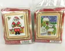 Design Works Cross Stitch Kit Christmas Santa Claus Picture Frame Mat 544 & 547