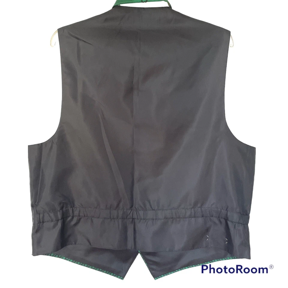 After Six Men's Tuxedo Vest & Tie Bow Green Black Geometric Wedding Groom Prom L - Image 2 of 4