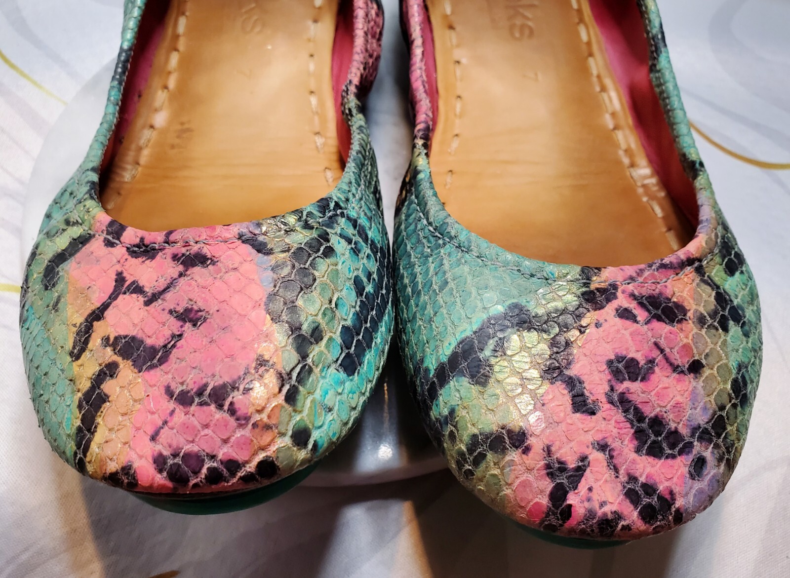 Pre-owned Tieks Ballet Flats: Size 7. Electric Snake: Pink, Turquoise,  Lavender | eBay