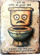 FREE SHIPPING BUY or make OFFER B4 it  s SOLD Toilet funny 12x16 TIN SIGN 55