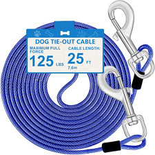 25Ft Dog Tie Out Cable, Dog Leash Heavy Duty Tie Out Cable for Large Dogs up to