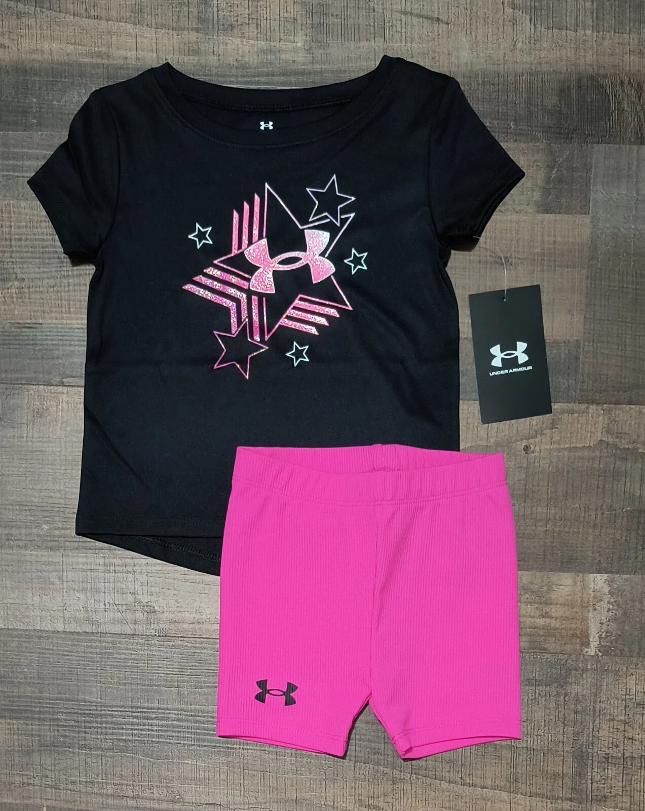 New! Baby Girl's Under Armour Tank Top and Shorts Outfit 12M 18M 24M