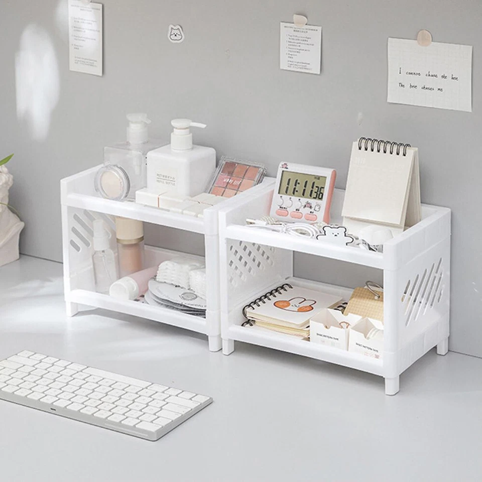 Stackable Double-Layer Desktop Storage Shelf for Office, Bedroom - Image 3 of 4